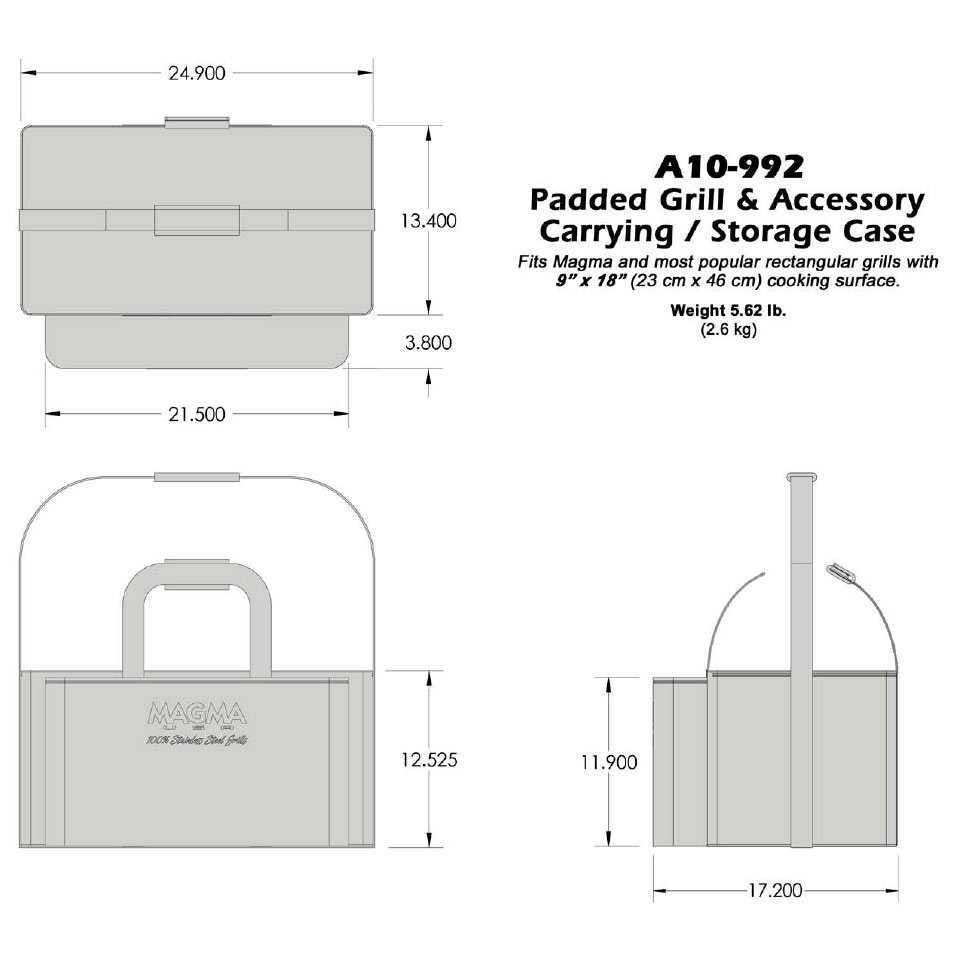 Magma, Rectangular Grill & Accessory Carry/Storage Case, 9" x 18" Grill