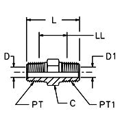 Pipe Nipple, 1/2"- 3/8", Steel