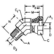 45 Degree Male Pipe Elbow 1/2"-1/2"