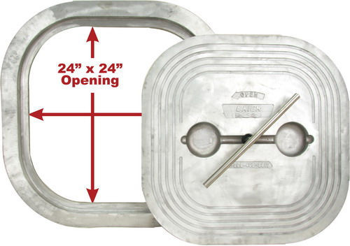 Baier, Hatch, Watertight, Quick Acting, Square, 24" x 24", Aluminum w/ Aluminum Ring
