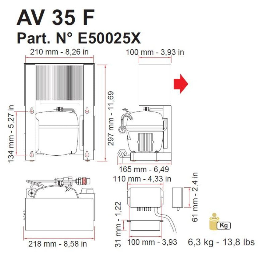 Frigoboat, AV35F, Vertical Air Cooled Condensing Unit, 12/24 Volt, Beneteau Boats