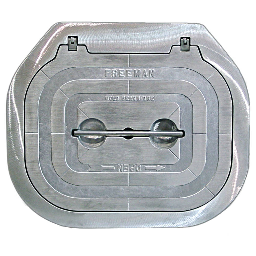 Freeman Hinged Rectangular Hatch with Ring, 18" x 24", Aluminum
