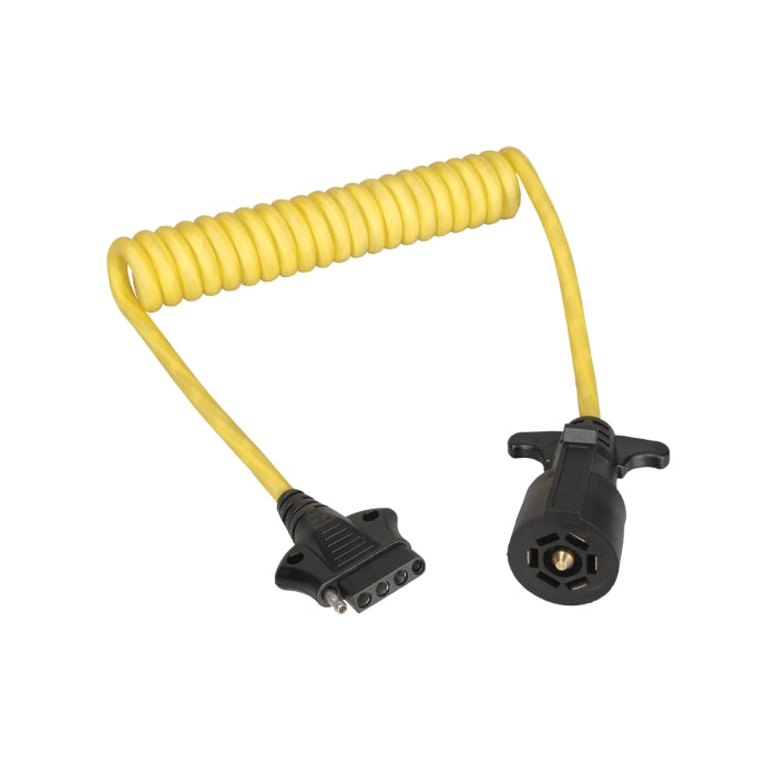 Tailer Connector Adapter, 7-Way Flat Pin to 5-Flat 4' Coiled Adapter