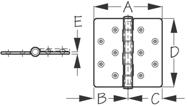 Sea Dog, Butt Hinge, Heavy Duty, 4" x 4-1/2", Stainless