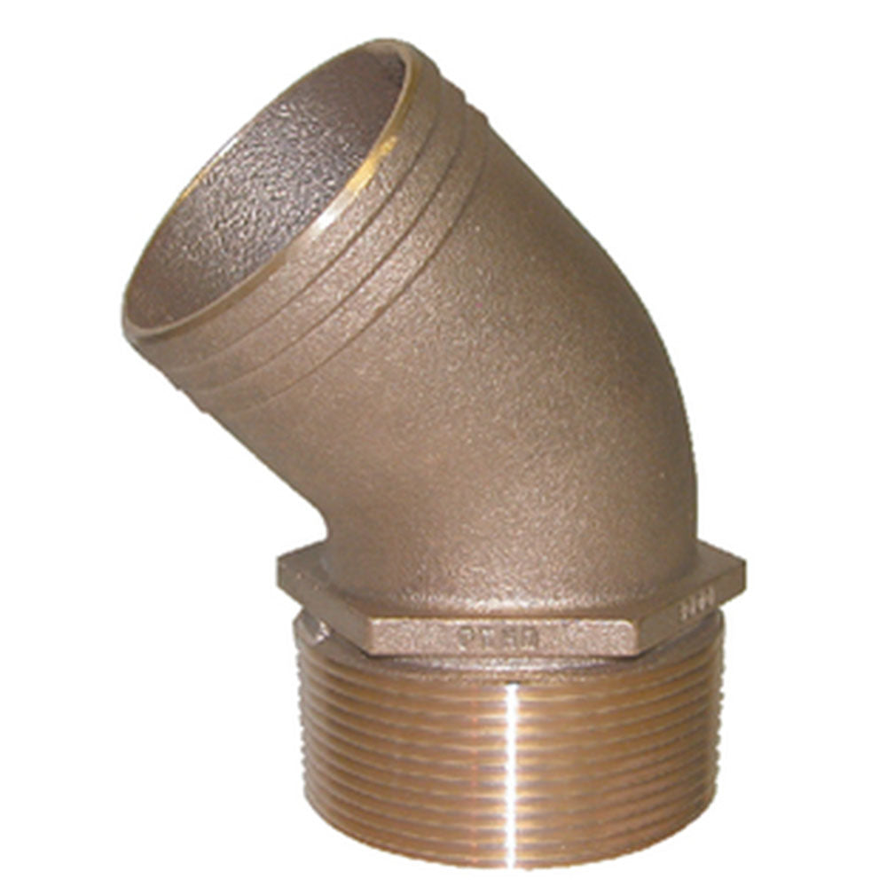 Groco, Bronze Standard Flow 45 deg Elbow, 1-1/2" NPT x 1-1/2" Hose Barb