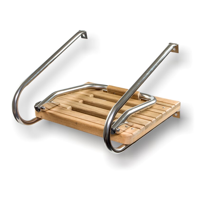 Swim Platform with Ladder, Teak, Two Side Rails, I/O Use, w/hardware