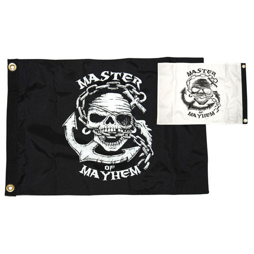 Taylor Made Flag, Pirate Heads, Master of Mayhem, Nylon, 12" x 18"