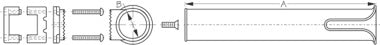 Rail Mount Rod Holder, Square Rail, White