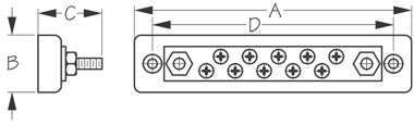 Buss Bar Screw Terminal, 10 x #8-32