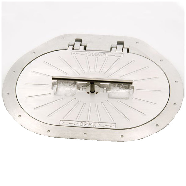 Cast Aluminum Inspection Hatch, Hinged Oval, 15" x 24"