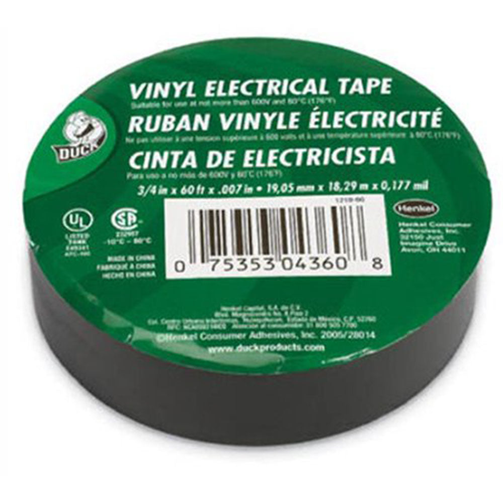 Black Plastic Electrical Tape, 3/4" x 60 yards
