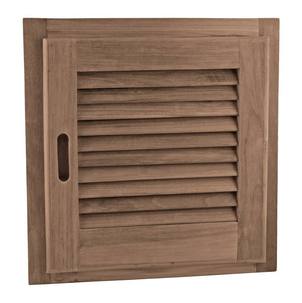 Teak Louvered Door, Left Handed, 15" x 15"