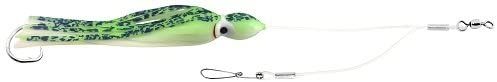 Gibbs Delta 4-1/2" Rigged Squid - Glow Green Black Spatter Back
