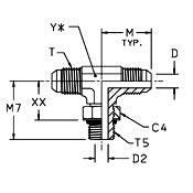 Straight Thread Branch Tee, 3/4 x 1 1/16-12