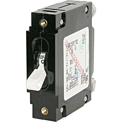 AC/DC C-Series Single Pole Circuit Breakers, White Toggle