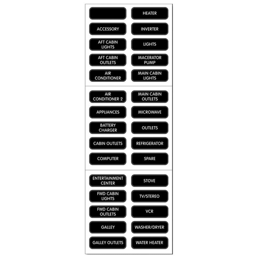 Blue Sea Systems, Panel Labels, Basic Label Kit, 30 Labels