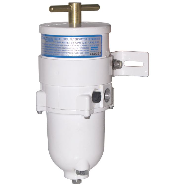 Marine 500MAM Turbine Series Fuel Filter/Water Separator, 60 gph, with Aluminum Bowl