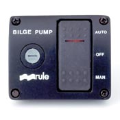 Rule, 3-Way Illuminated Rocker Panel Bilge Pump Switch, 12, 24, and 32 volt - 43 and 44