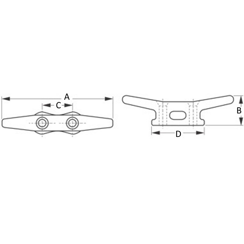 Sea-Dog, Open Base Aluminum Cleats, Countersunk for Flat Head Fasteners