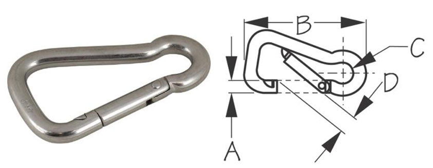 Asymmetrical Snap Hook / Sailing Hardware, Stainless