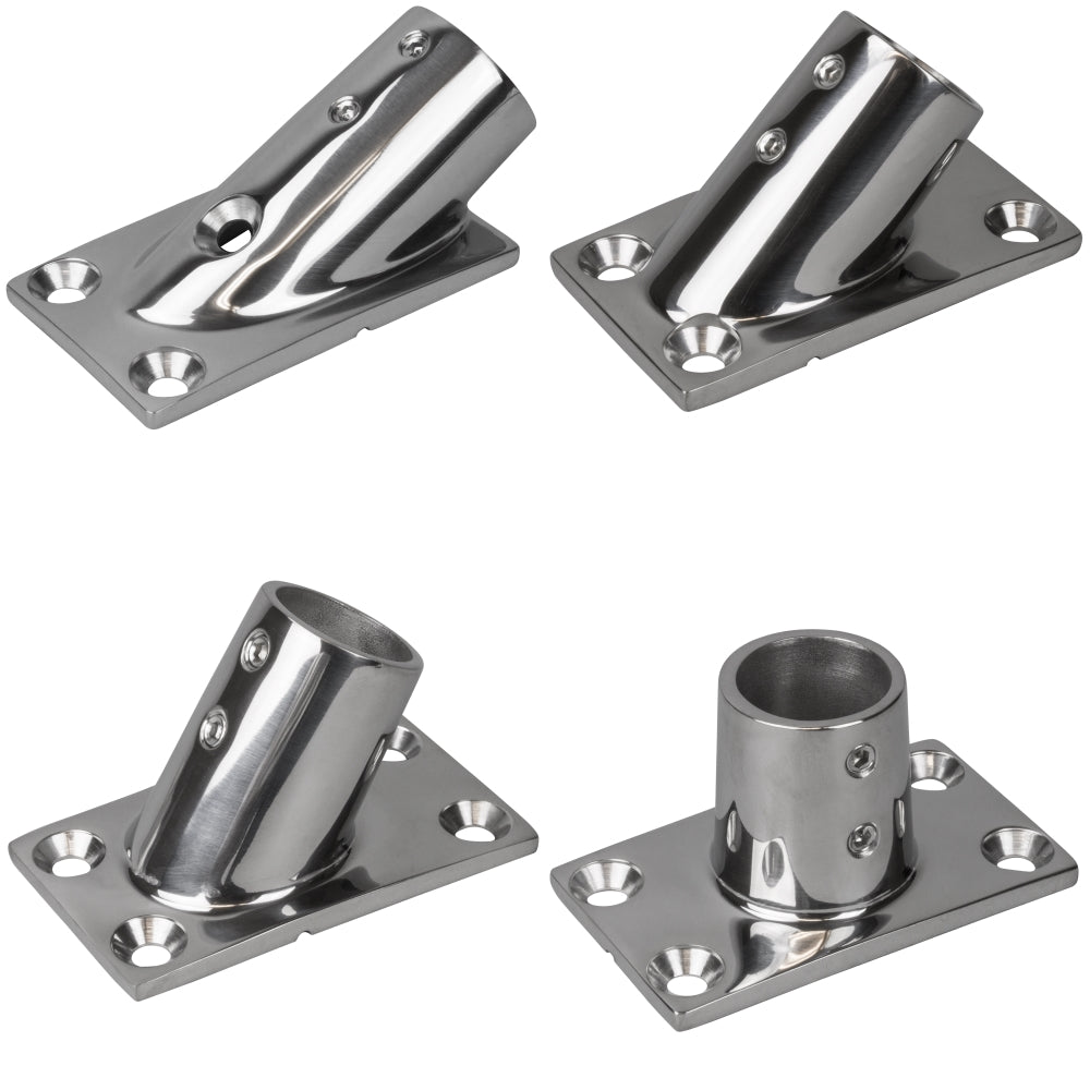 Sea-Dog, Base Rail Fittings, Rectangular, Stainless, 7/8"