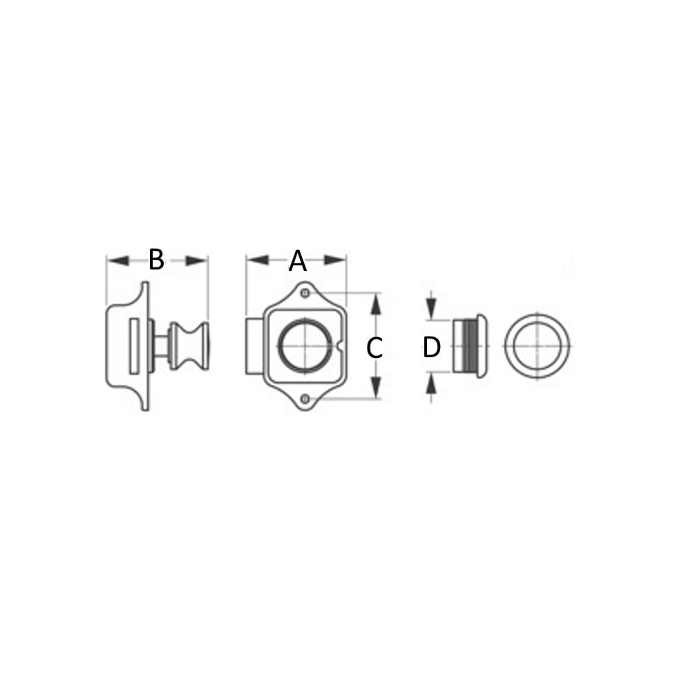Sea-Dog, Push Button Rim Latch, Cabinet or Door Hardware with and without Strike Plate
