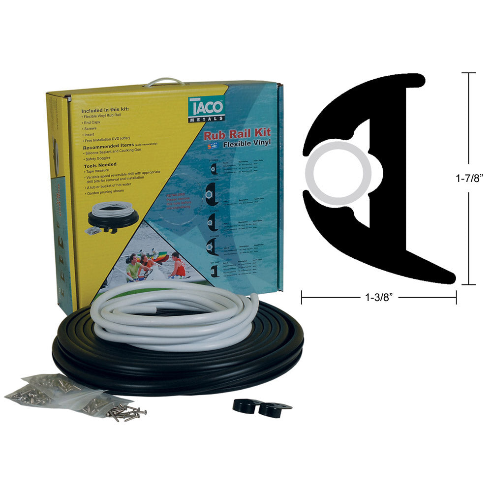 1-7/8" Flexible Vinyl Rub Rail Kit - 1-7/8" H x 1-3/8" W (complete)