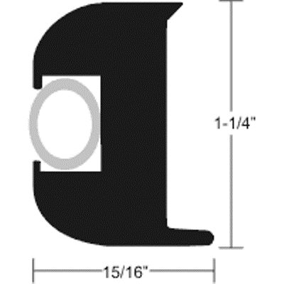 1-1/4" Flexible Vinyl Rub Rail - 1-1/4" H x 15/16" W (insert not included)
