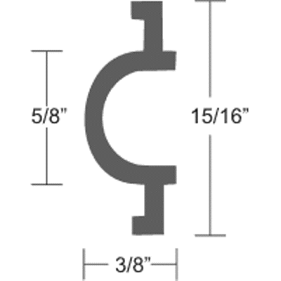 15/16" Flexible Vinyl Insert for Rub Rails - 15/16" H x 3/8" W  (insert only - 5/8" visible)