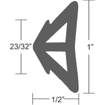 1" Flexible Vinyl Rub Rail Insert - 1" H x 1/2" (fits in 3/4" channel - insert only)