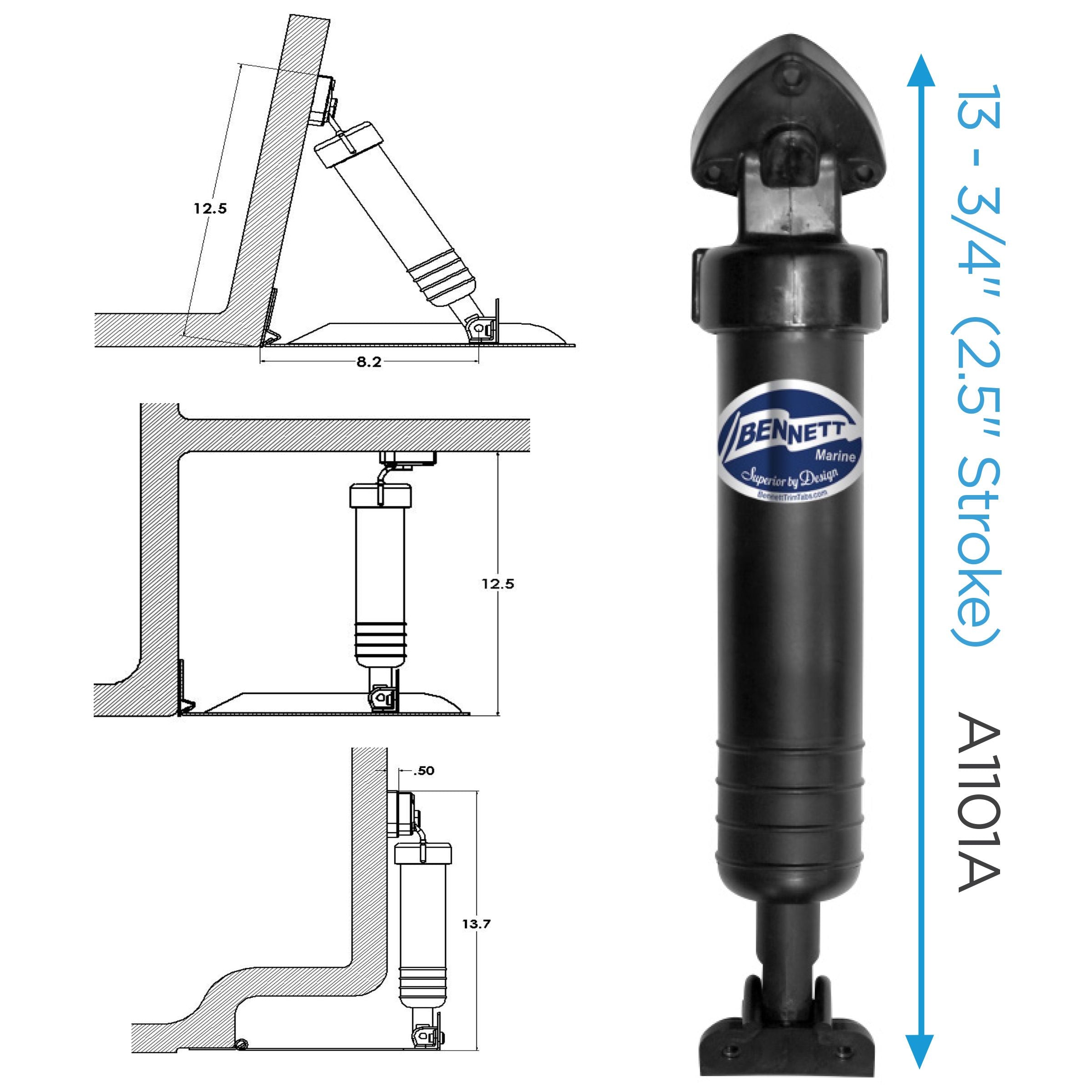 Bennett Hydraulic Actuator Assembly, Collapsed Length 10-1/2" or 13"