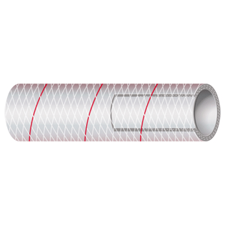 Shields 162 Series, Reinforced PVC Tubing, Clear w/ Red Tracer