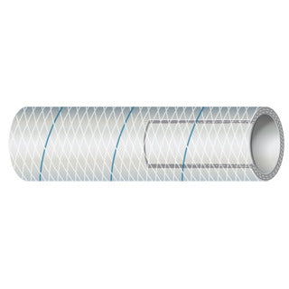 Shields 164 Series, Reinforced PVC Hose, Clear White with Blue Tracer