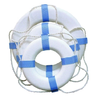 Decorative Ring Buoy, White with Blue Band