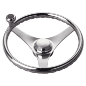 Power Boat Steering Wheel, Flat Spoke with Finger Grips & Control Knob - Model 410