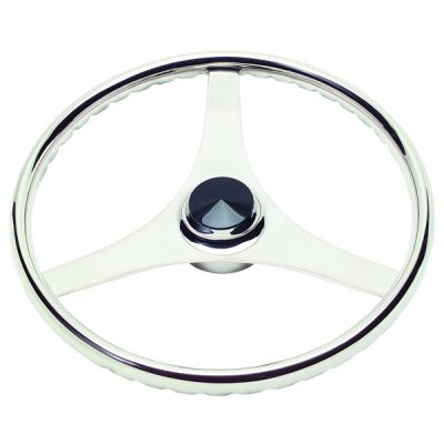 Schmitt Sport, Power Boat Steering Wheels with Finger Grips, SS w/Black Cap