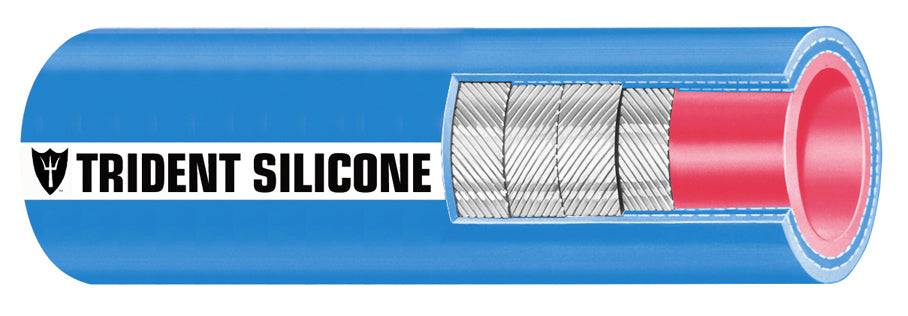 Trident Series 202V, Blue Silicone Wet Exhaust Hose, Very Hi-Temp, 3' Length, 2" to 6" ID