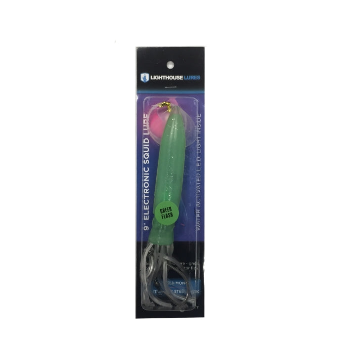 Lighthouse Lures LED Squid Lure, Glow Menace, 9