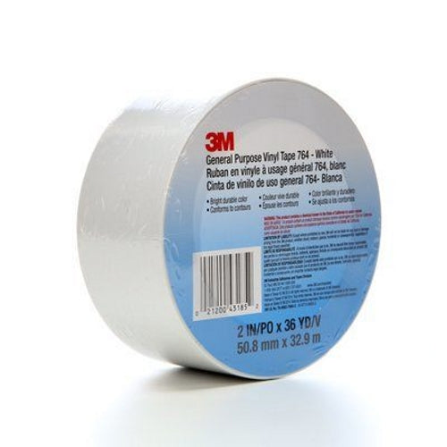 764 General Purpose Vinyl Tape, White, 2" x 36 yd 3M