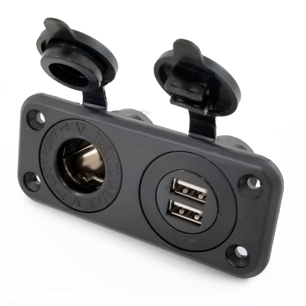 Marinco Dual USB Charger Ports and 12V Receptacle Combo