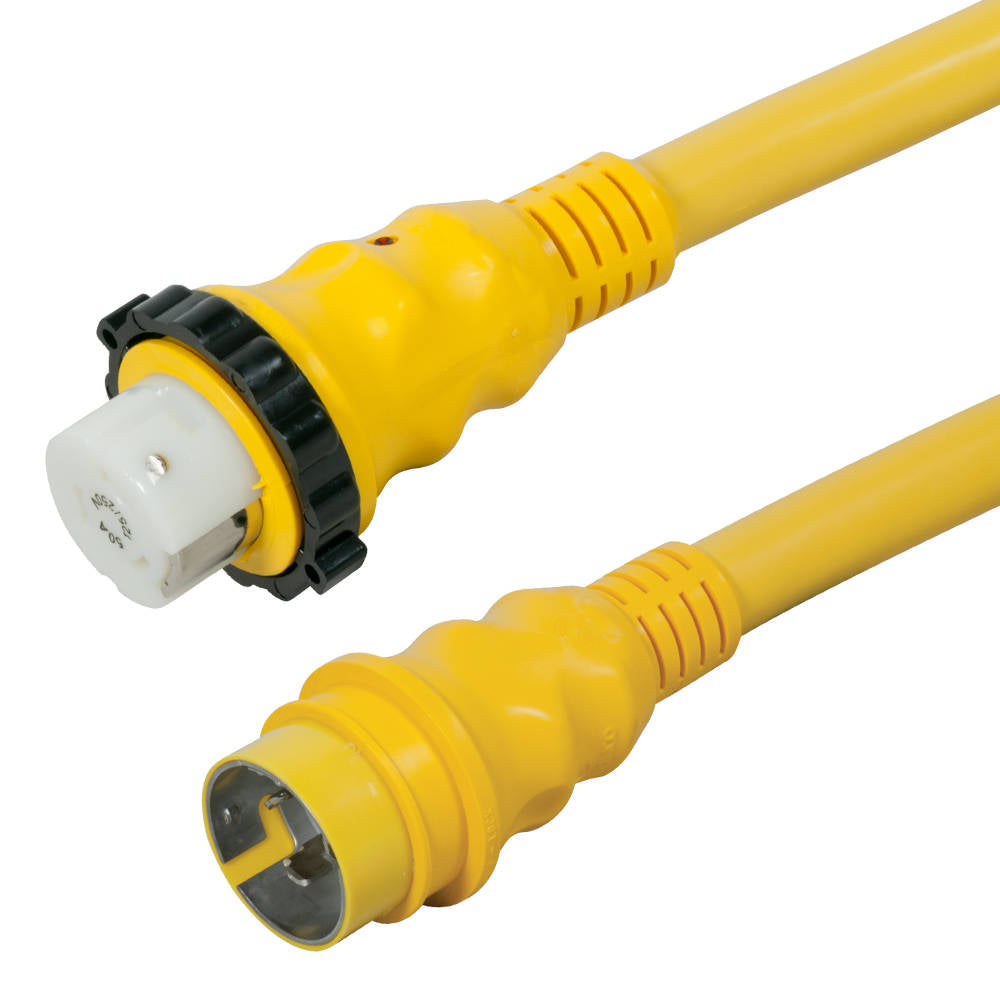 Marinco Cordset, 50A 125/250V, 75', Molded with LED