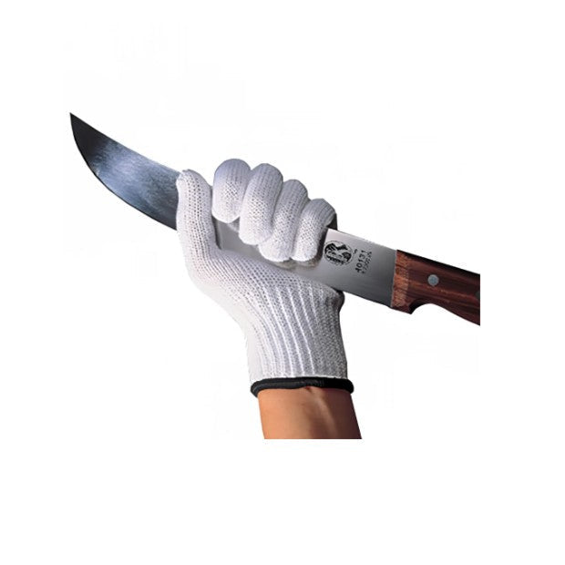 Cut Resistant Glove, White w/ Black Wrist Band, XL