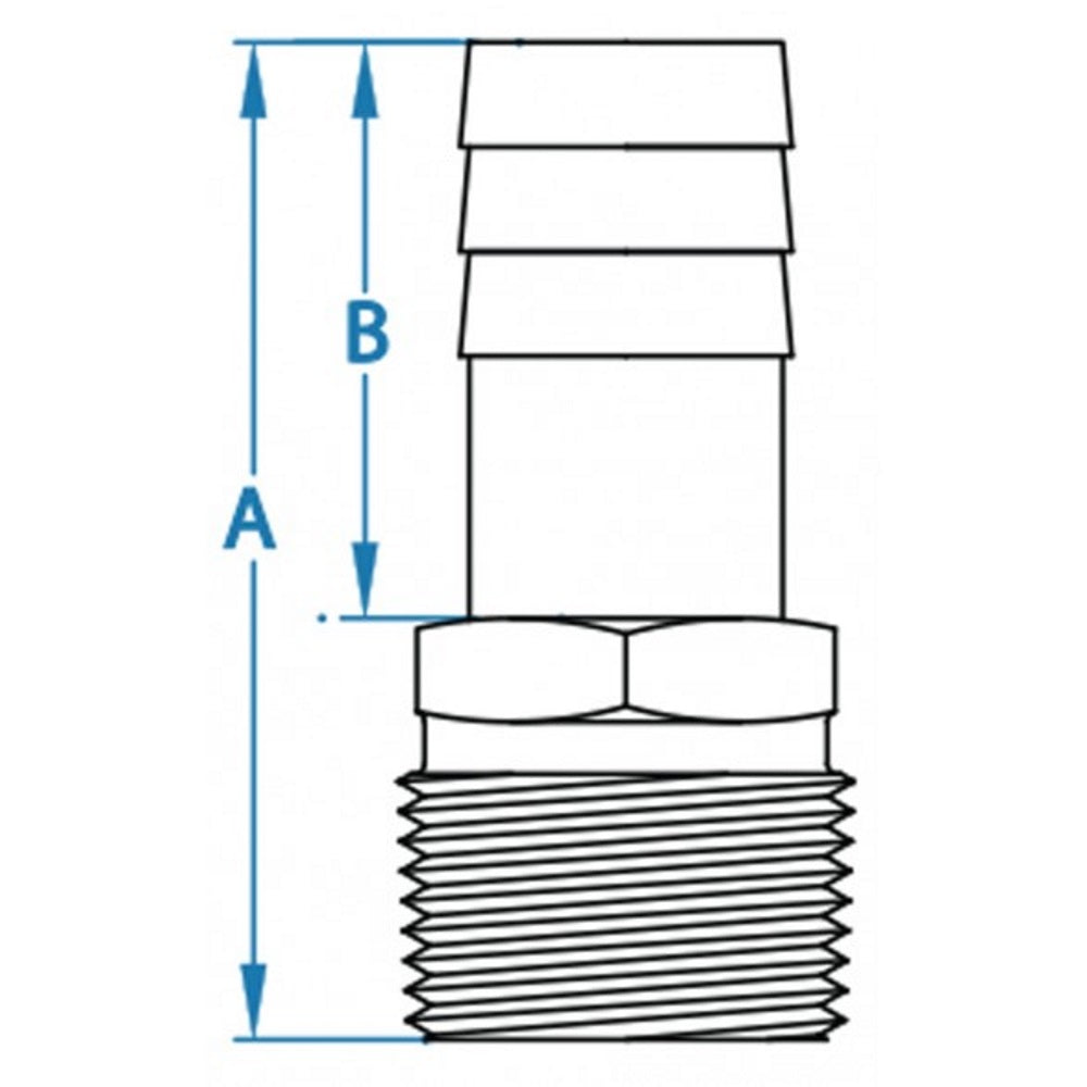 Groco 2-1/2" NPT Stainless Steel Pipe to Hose Fitting