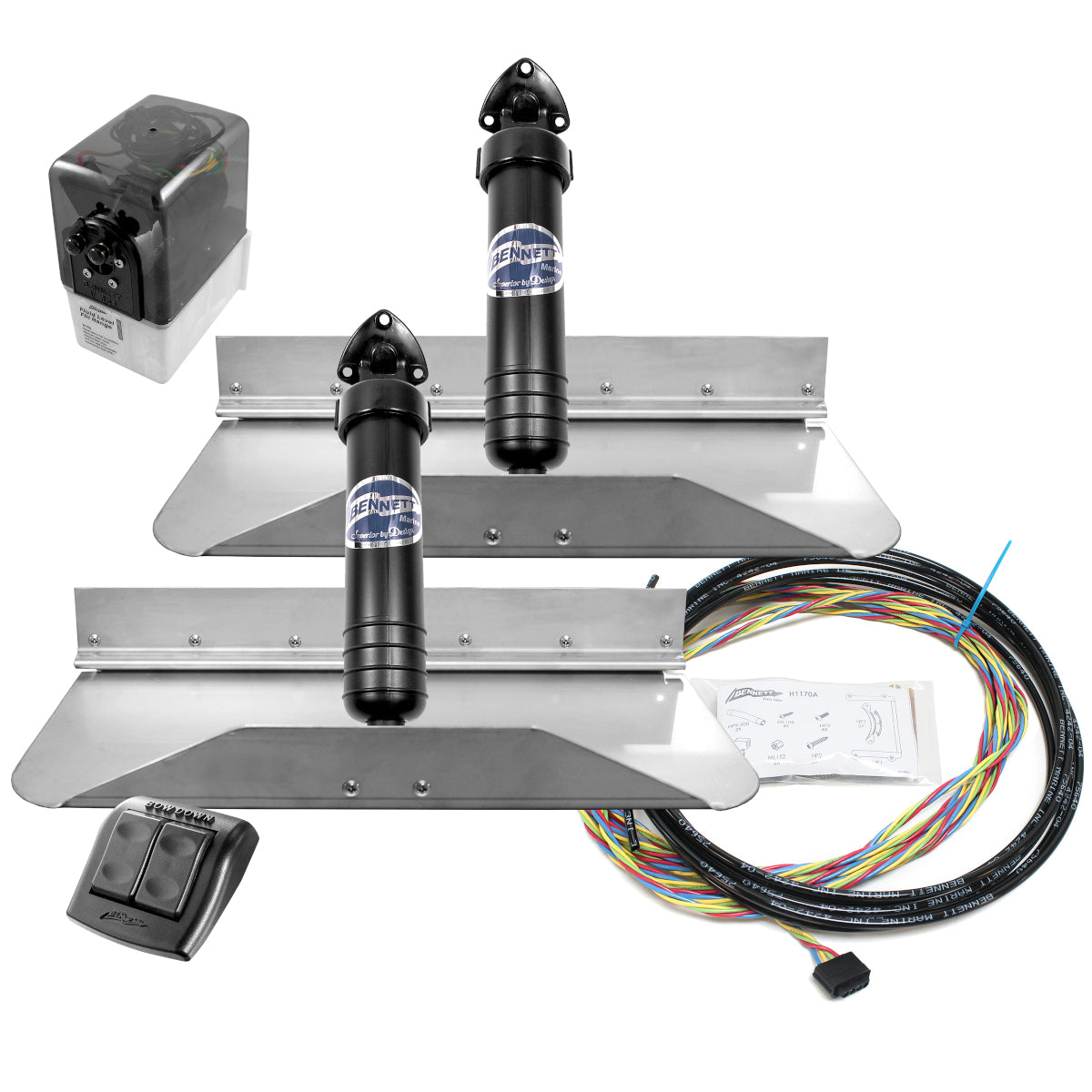Bennett Marine Hydraulic Trim Tab Sets with Euro-Style Control, 12"x9" or 18"x9"