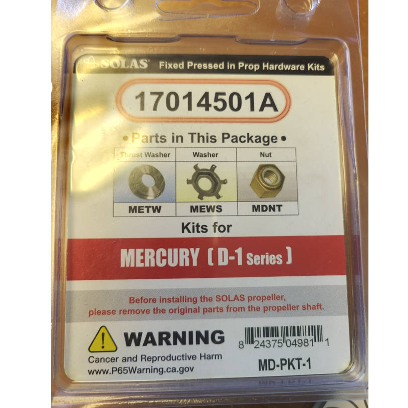 Solas Prop, Hardware Kit, Mercury, 40 - 140 HP