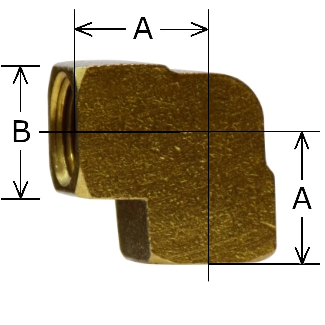 90 Degree Female Elbow, Brass Barstock, FIP x FIP (NPTF)