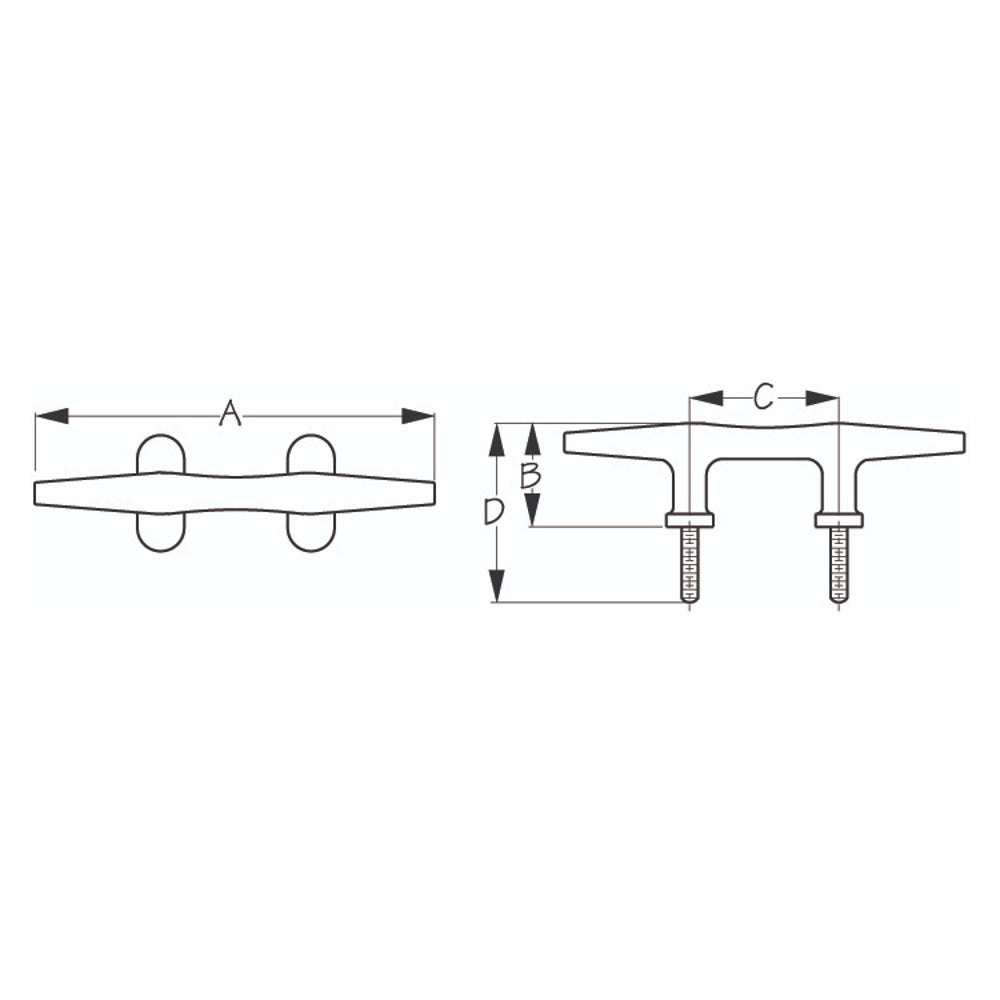 Sea Dog Heavy Duty Open Base Stud Mount Cleat