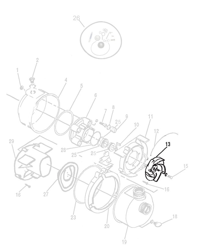 Impeller, Black, Polyester, 5 Vane, A& I Series Pump