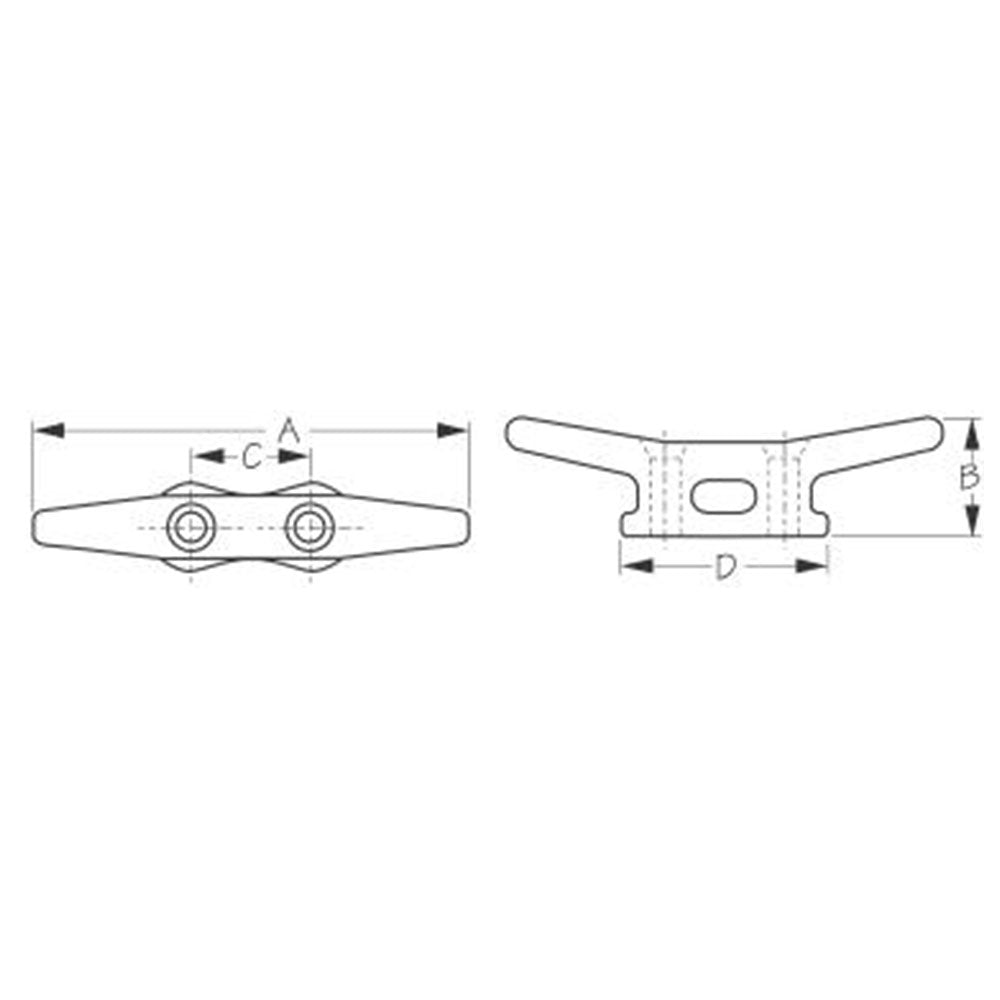 Sea-Dog Open Base 8" Aluminum Cleat, Countersunk for Flat Head Fastener, carded