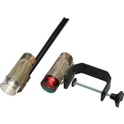 Attwood 14191-7 Camo C-Clamp Mount Portable LED Nav Light Kit With Threaded Pole